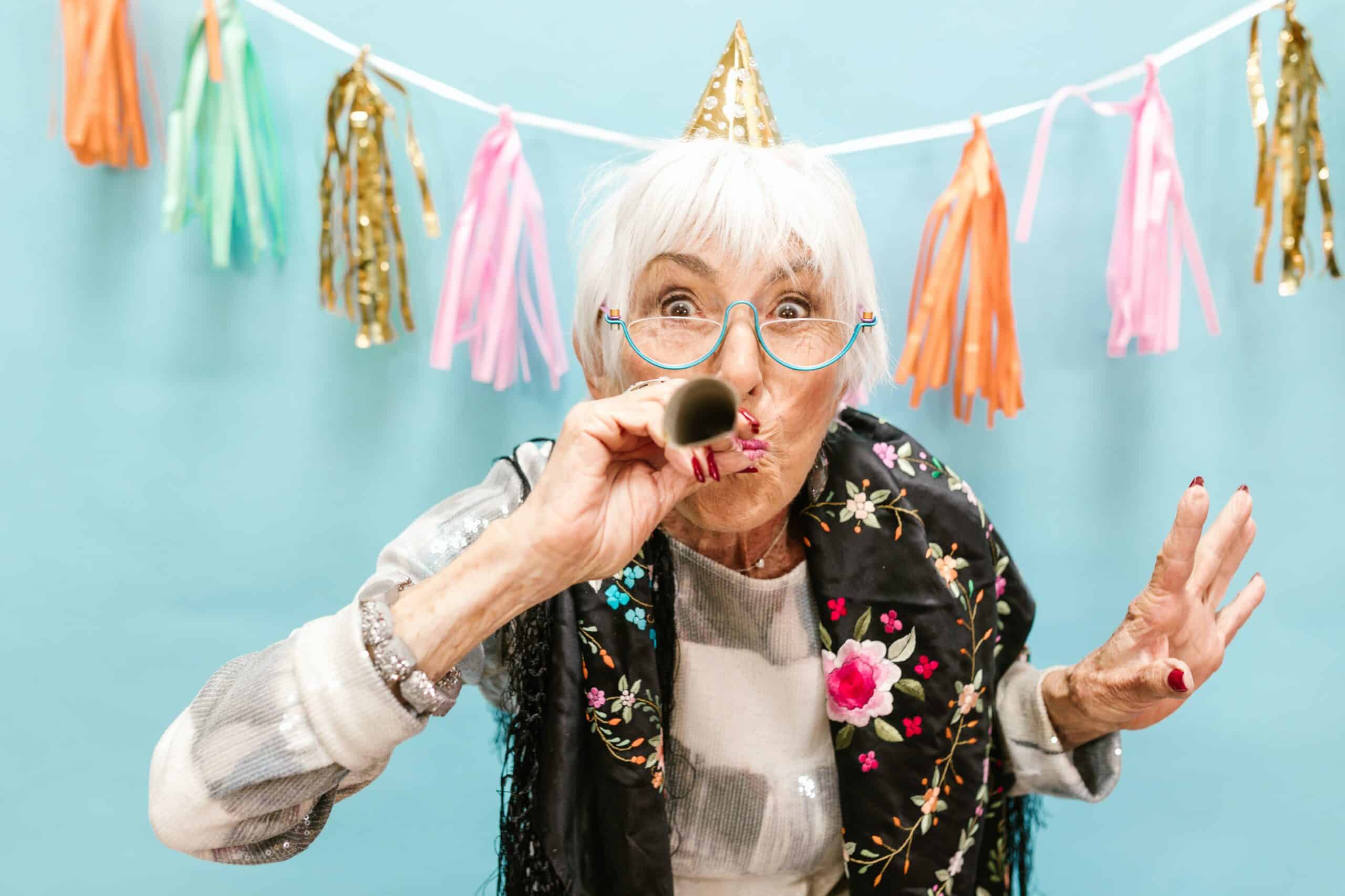 Older person celebrating
